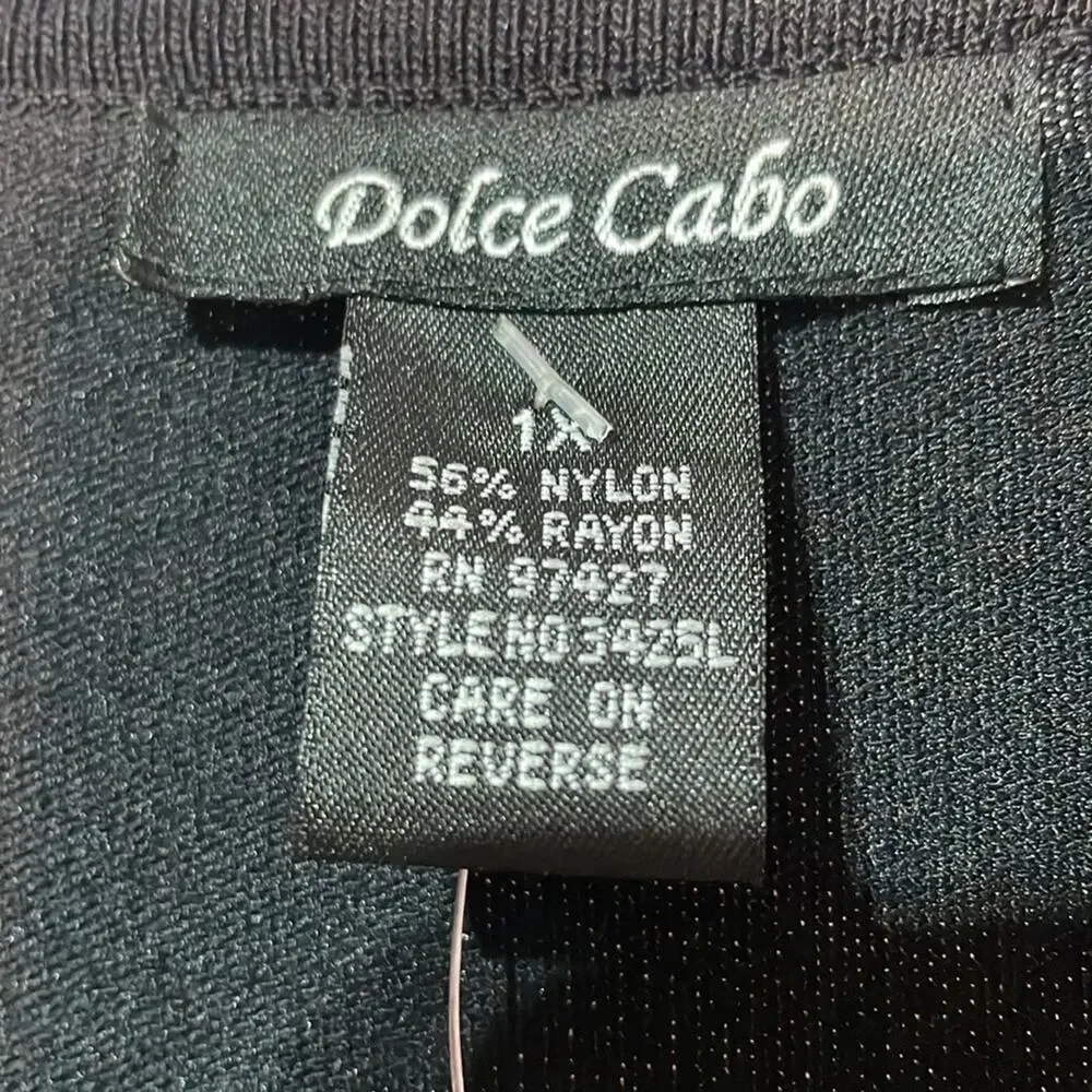 Dolce Cabo 1x black longer tunic style tank floral over sweater nwt